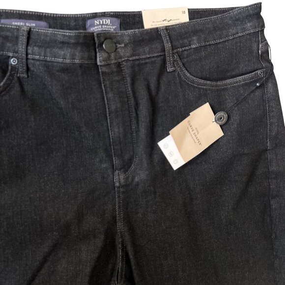 NYDJ NEW Sheri Slim Curve Shaper Womens 18 Jeans Black Denim Stretch Capsule - Picture 7 of 14